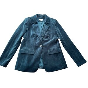 NWOT Loft Velvet Blazer Teal Peacock Size 2 Dark Academia Quiet Luxury